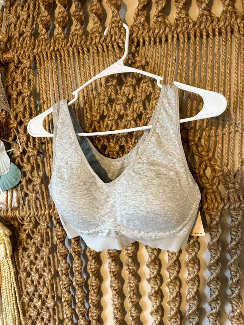 Truekind Comfort Cotton Bralette in Heather Grey, Size Large